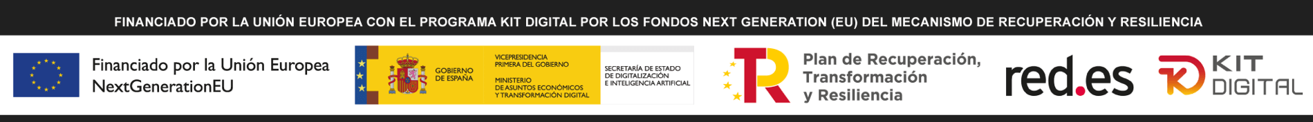 “Logotipo Kit Digital, Financiado por la Unión Europea y Plan de Recuperación, Transformación y Resiliencia